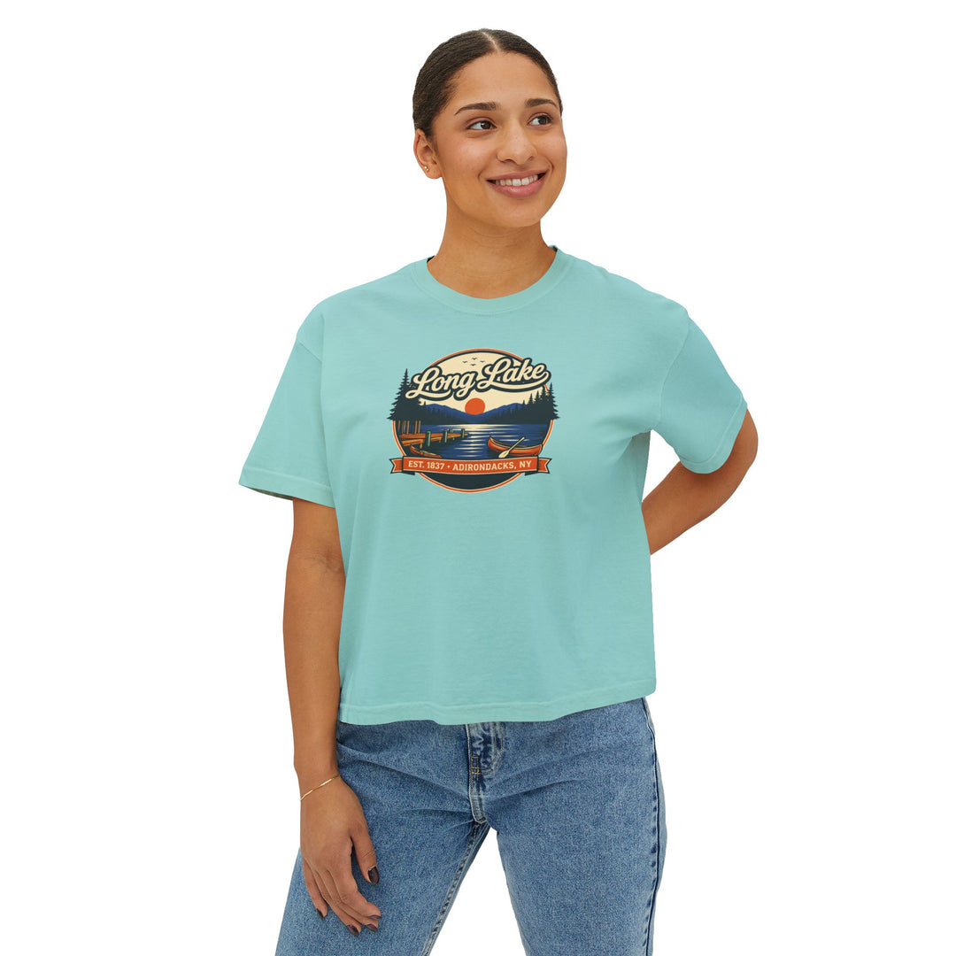 Long Lake Sunset Ladies Boxy Tee