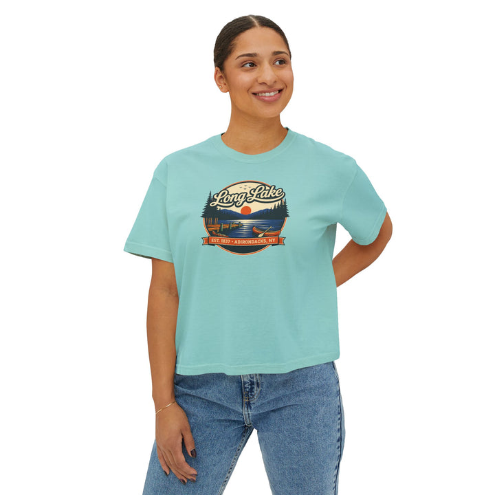 Long Lake Sunset Ladies Boxy Tee