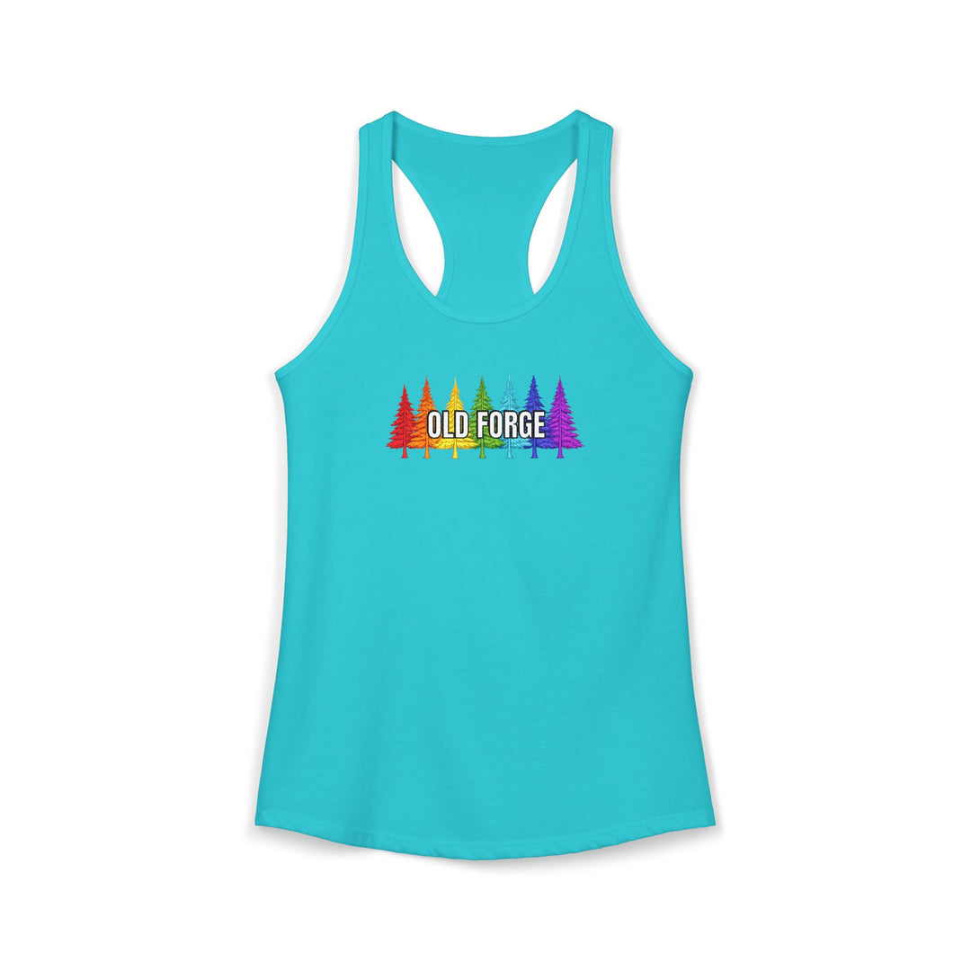 Old Forge Rainbow Trees Ladies Racerback