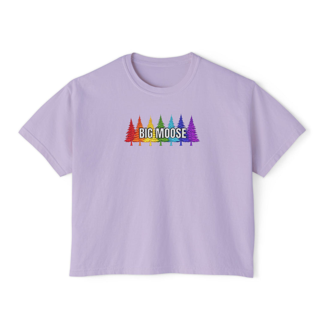 Big Moose Rainbow Trees Ladies Boxy Tee