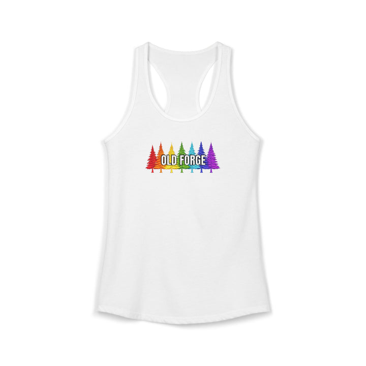 Old Forge Rainbow Trees Ladies Racerback