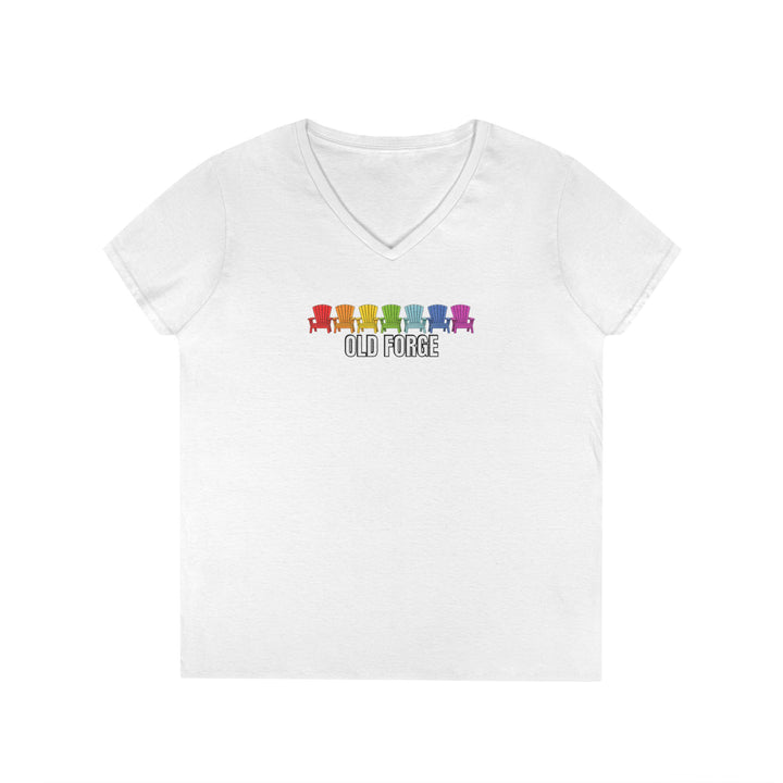 Old Forge Rainbow Chairs Ladies V-Neck T-Shirt