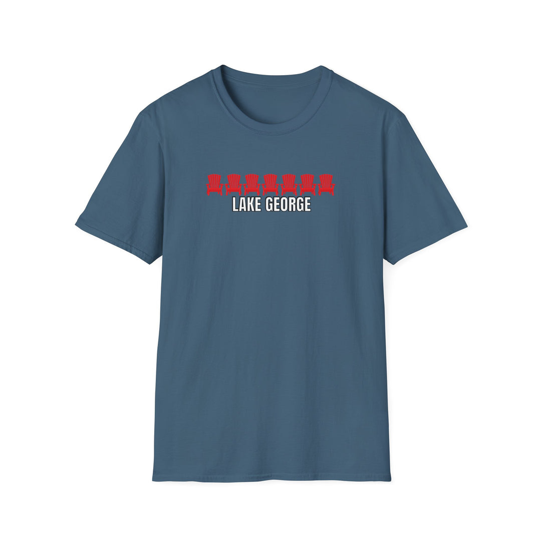 Lake George Unisex T-Shirt - Red Chairs