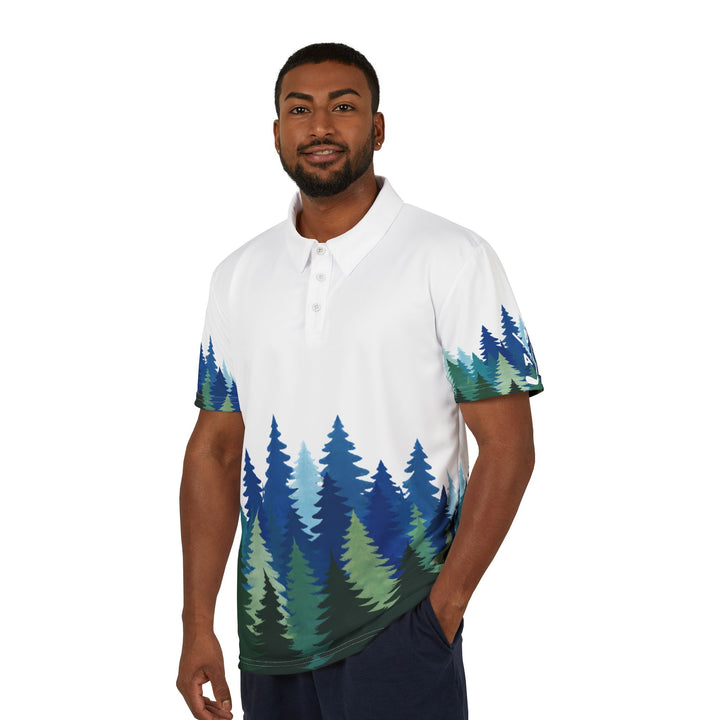 ADK Golf Polo - Blue Green Pine Trees