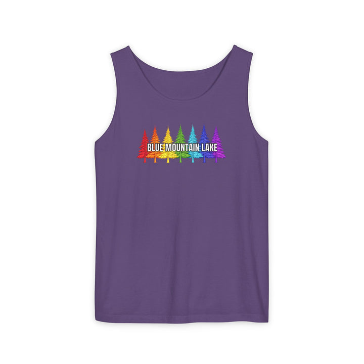 Blue Mountain Lake Rainbow Trees Unisex Tank