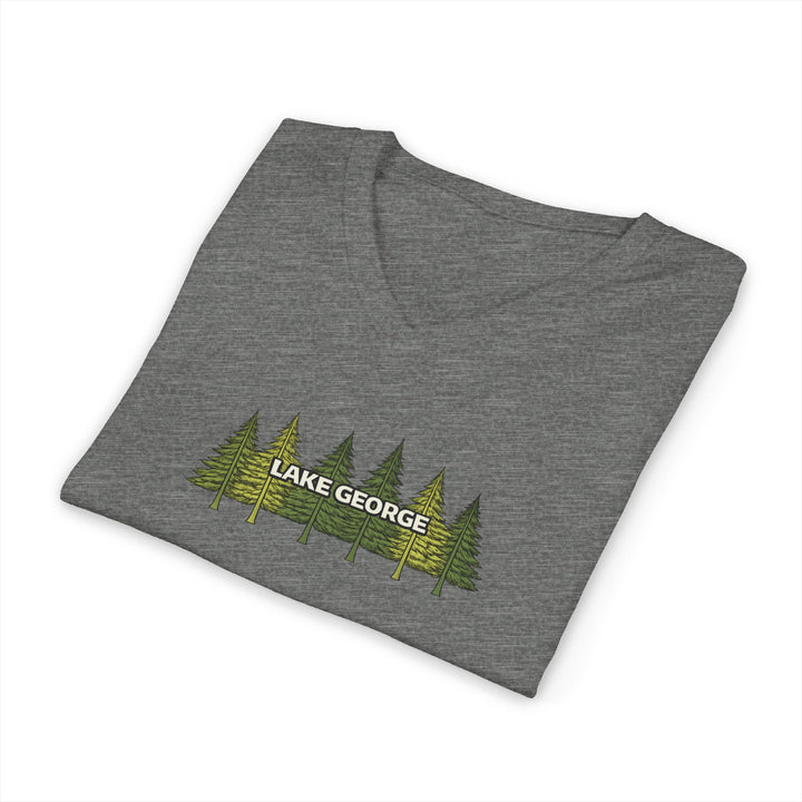 Lake George Unisex V-Neck - Green Trees