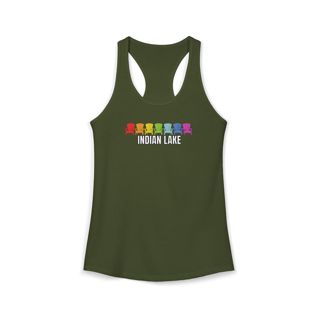 Indian Lake Ladies Racerback - Rainbow Chairs