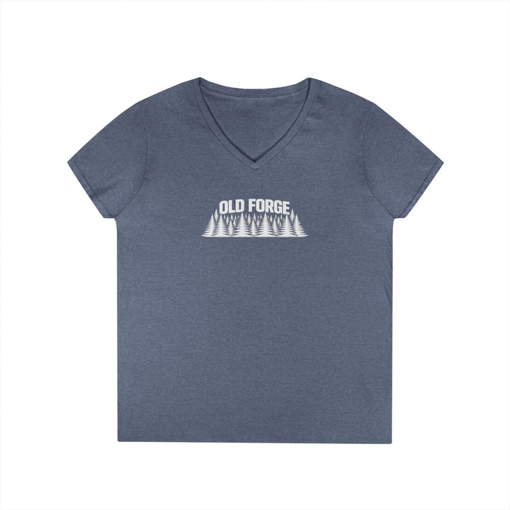 Old Forge Trees Ladies V-Neck T-Shirt