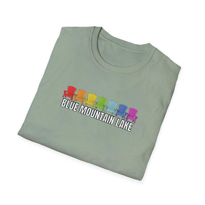 Blue Mountain Lake Rainbow Chairs Unisex T-Shirt