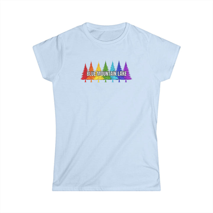 Blue Mountain Lake Rainbow Trees Ladies Tee