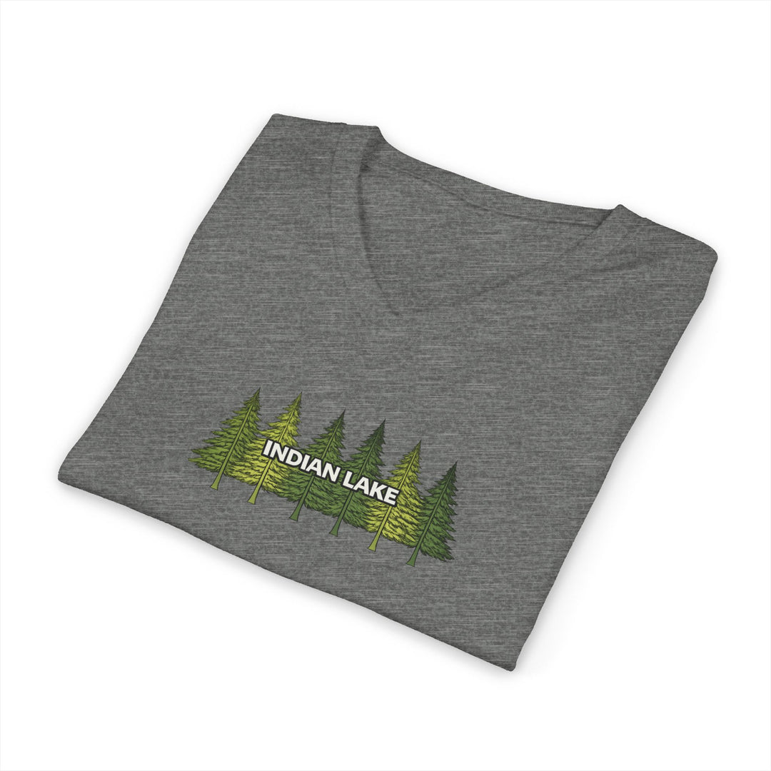 Indian Lake Unisex V-Neck T-Shirt - Pine Trees