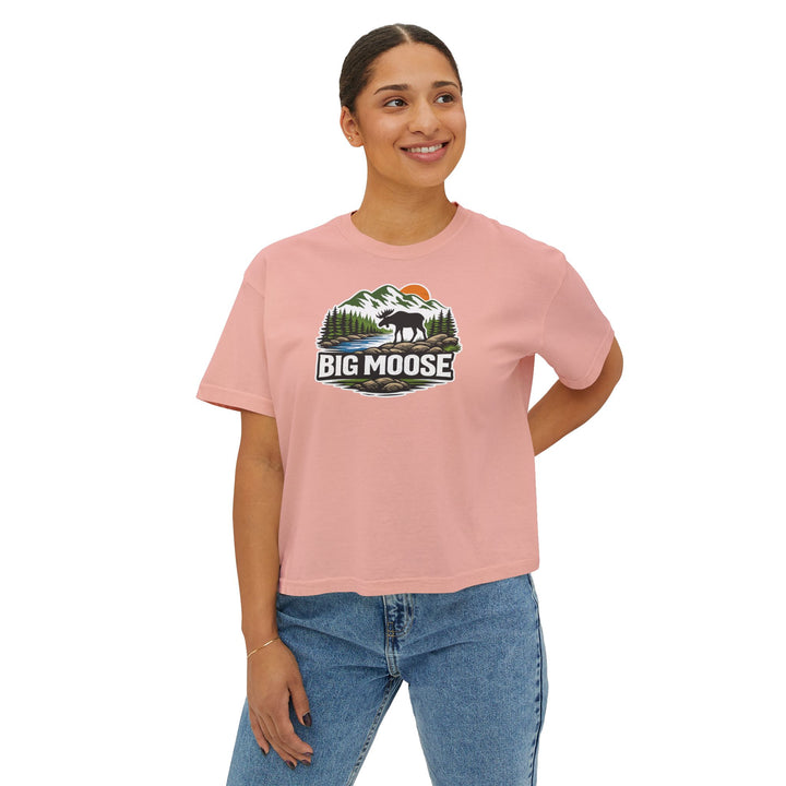Big Moose Sunset Ladies Boxy Tee