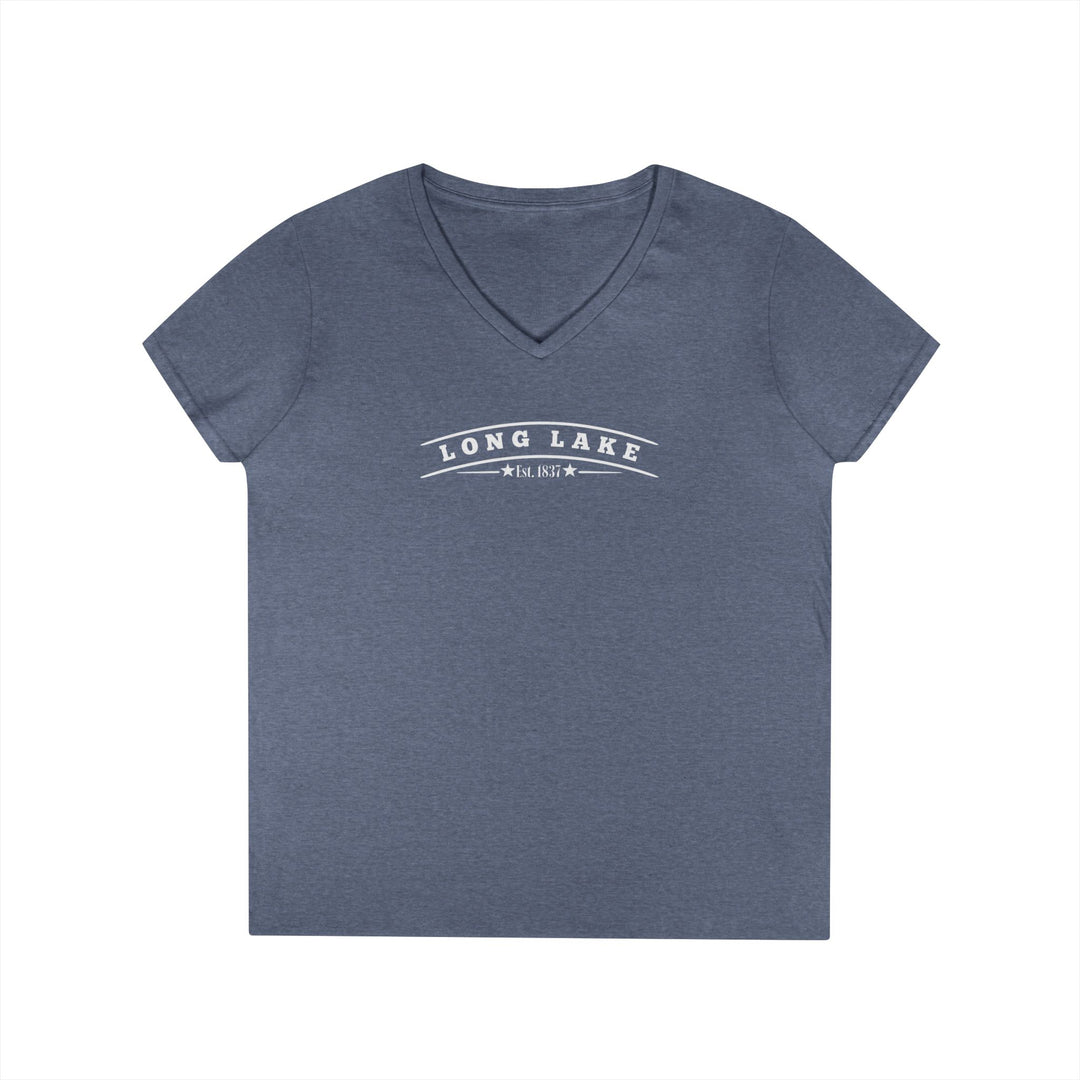 Long Lake My Happy Place Ladies V-Neck T-Shirt