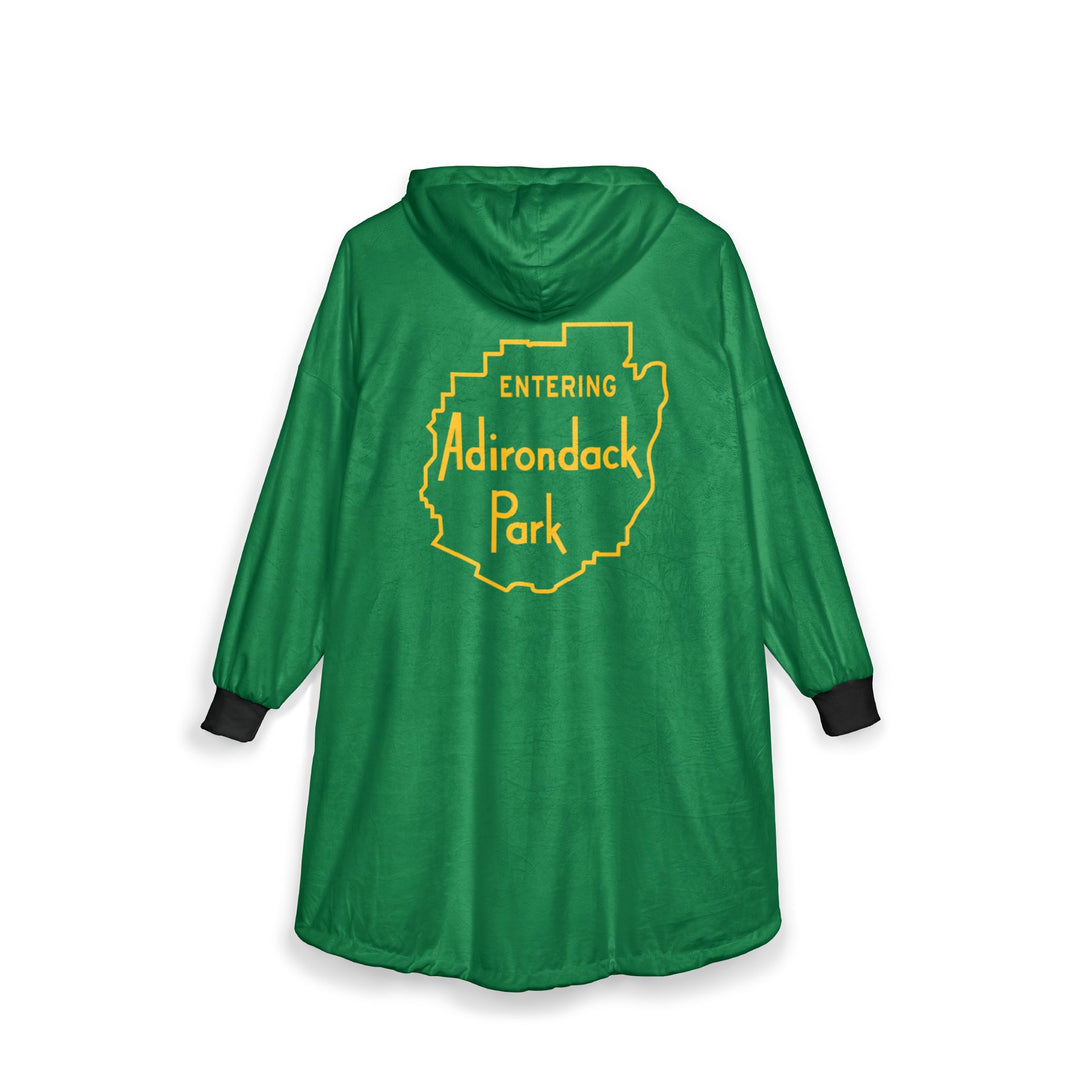 Entering Adirondack Park Hooded Blanket - Green