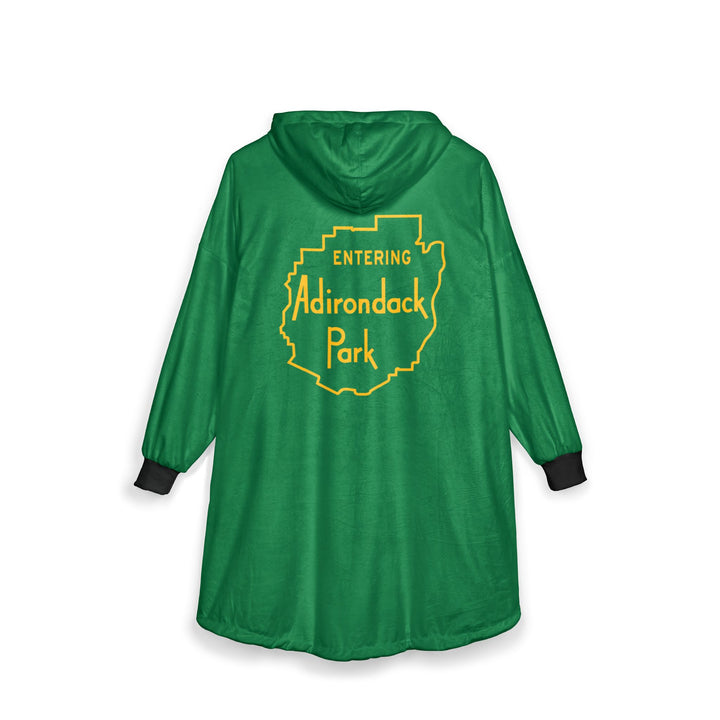 Entering Adirondack Park Hooded Blanket - Green