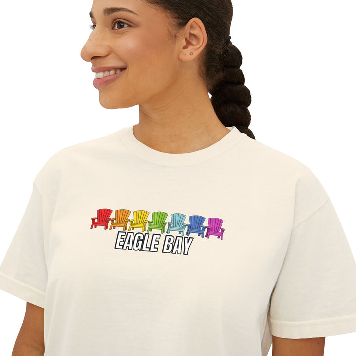 Eagle Bay Ladies Boxy Tee - Rainbow Chairs