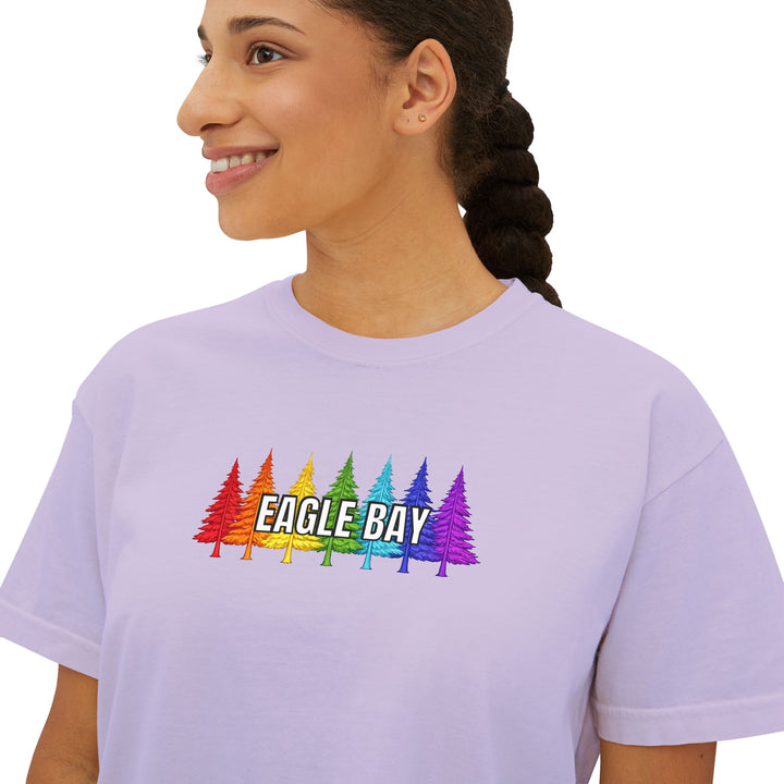 Eagle Bay Ladies Boxy Tee - Rainbow Trees