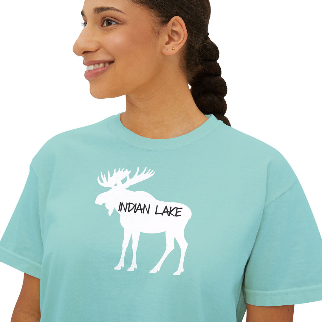 Indian Lake Ladies Boxy Tee - Moose