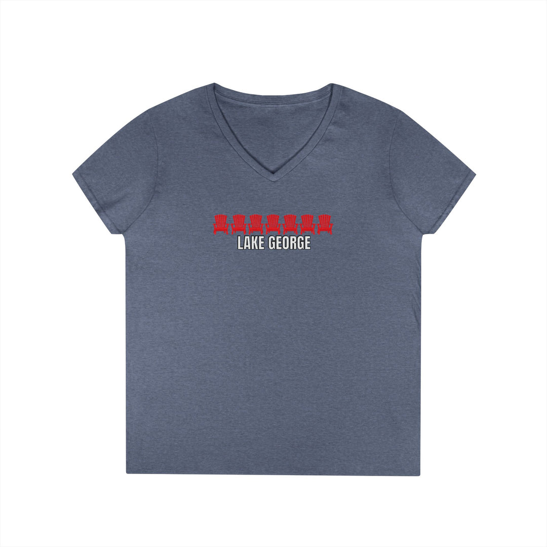 Lake George Red Chairs Ladies V-Neck