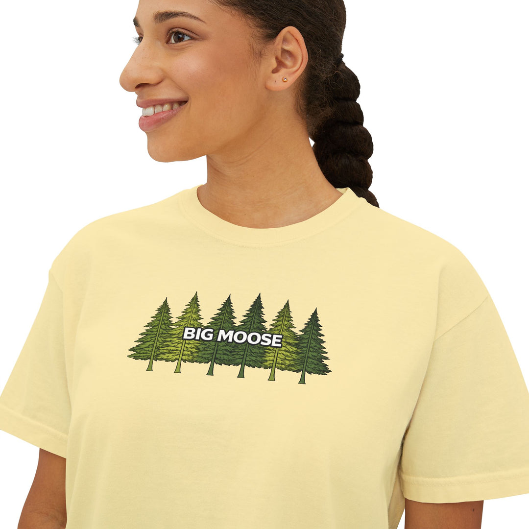 Big Moose Pine Tree Ladies Boxy Tee