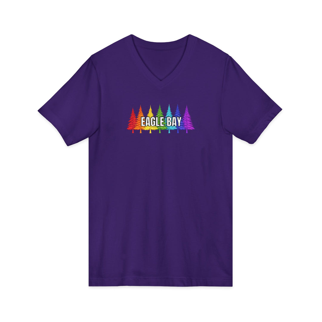 Eagle Bay Unisex V-Neck T-Shirt - Rainbow Trees