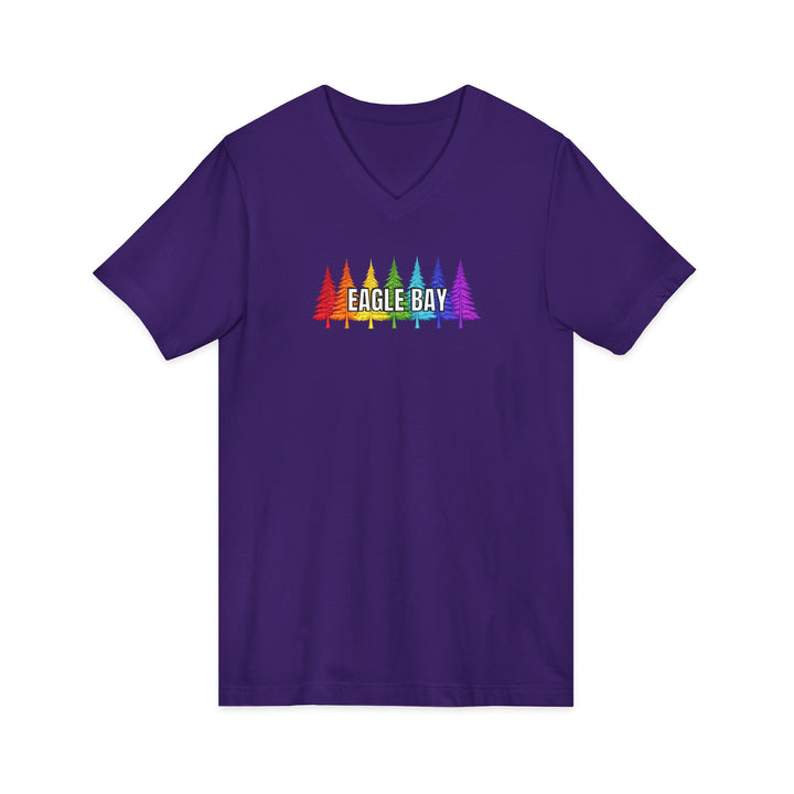 Eagle Bay Unisex V-Neck T-Shirt - Rainbow Trees