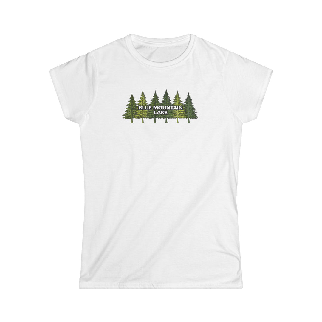 Blue Mountain Lake Pine Trees Ladies Tee
