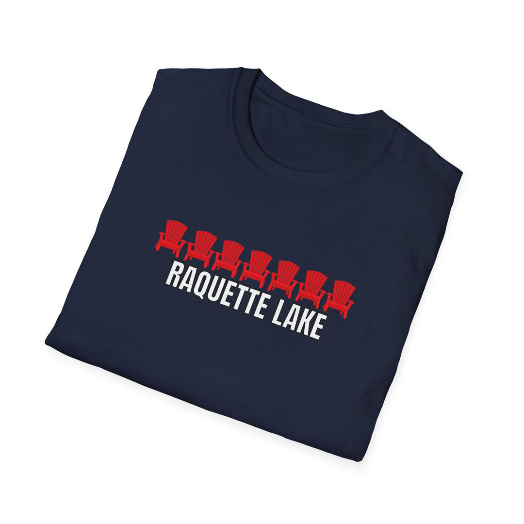 Raquette Lake Unisex T-Shirt - Red Chairs