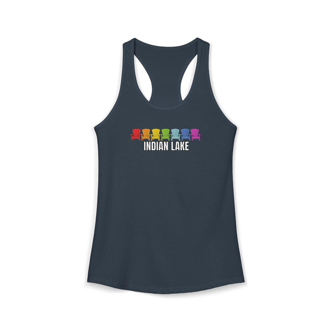 Indian Lake Ladies Racerback - Rainbow Chairs