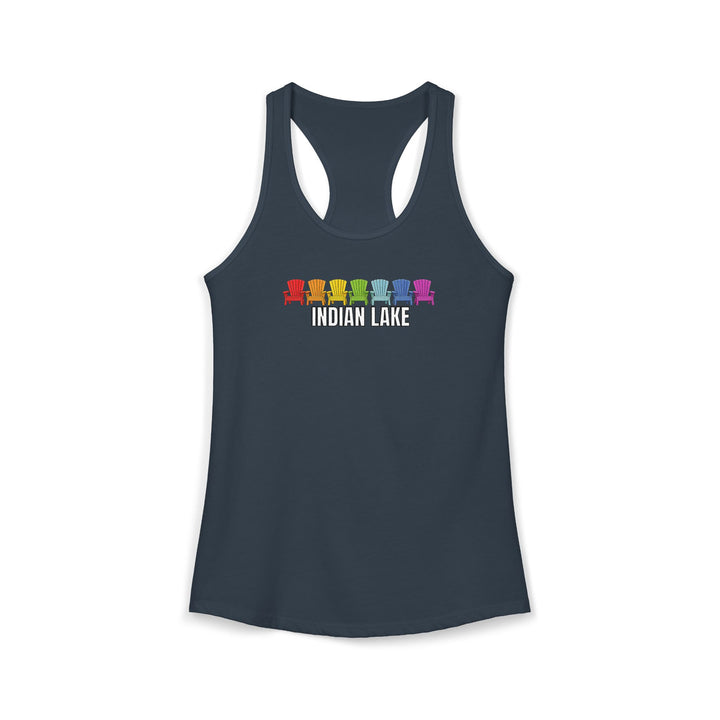 Indian Lake Ladies Racerback - Rainbow Chairs