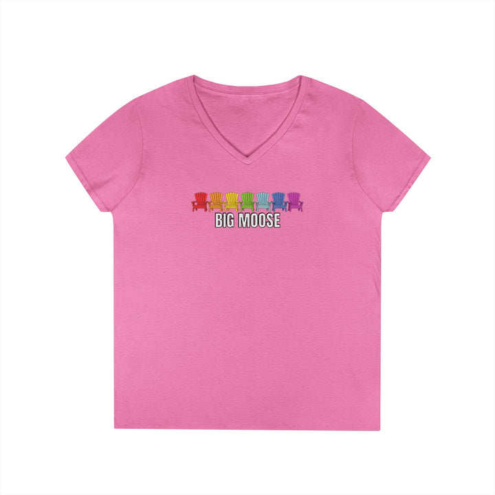Big Moose Rainbow Chairs Ladies V-Neck T-Shirt