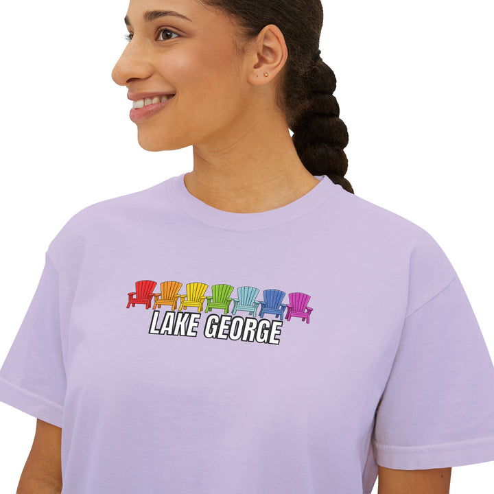 Lake George Rainbow Chairs Ladies Boxy Tee