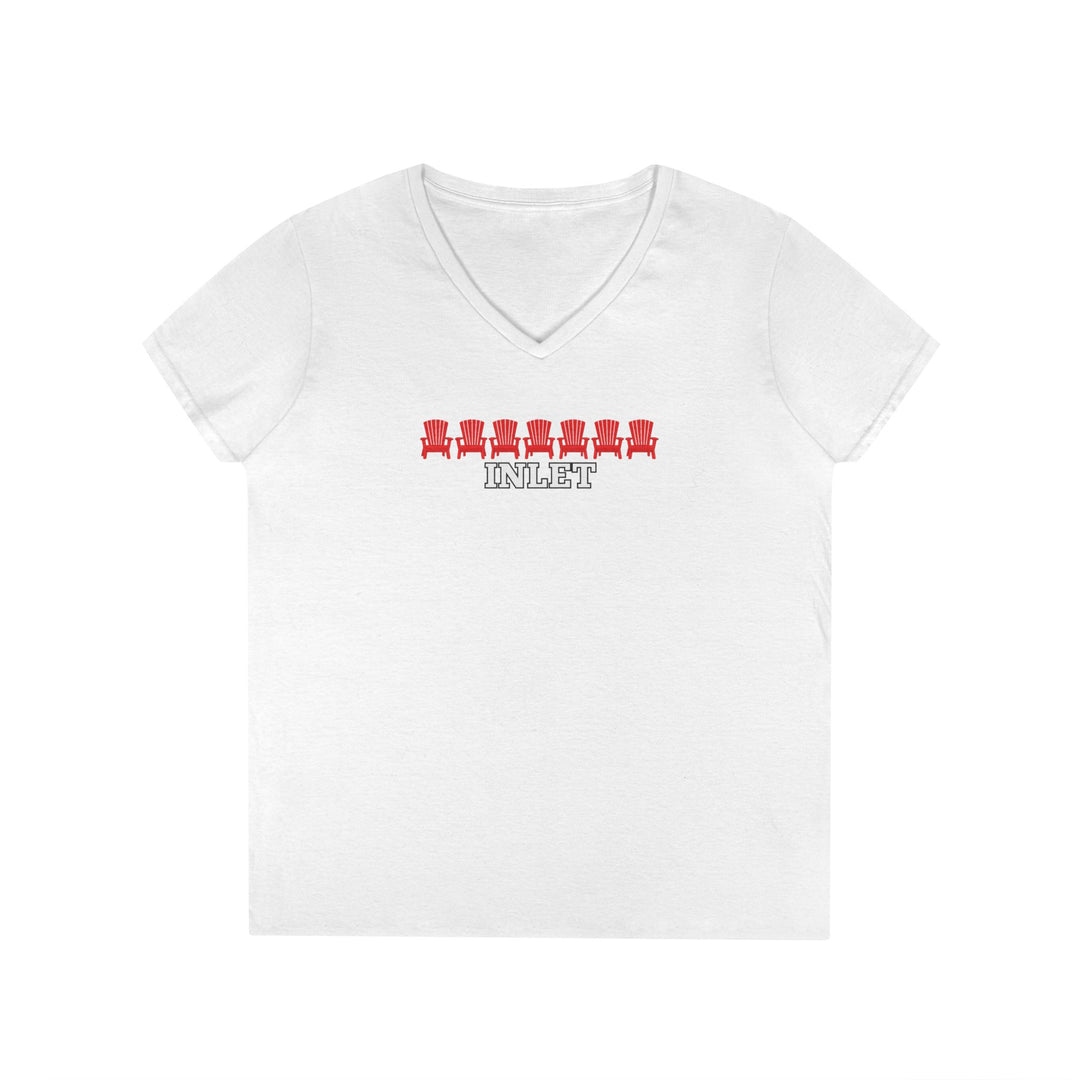 Inlet Ladies V-Neck T-Shirt - Red Chairs
