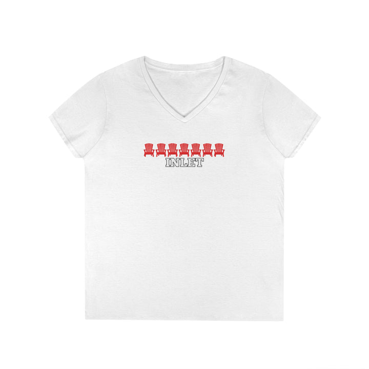 Inlet Ladies V-Neck T-Shirt - Red Chairs