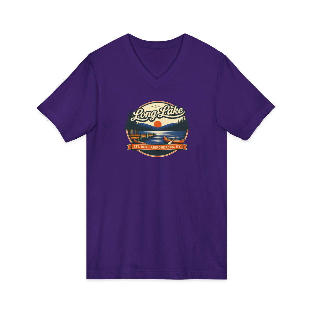 Long Lake Sunset Unisex V-Neck T-Shirt