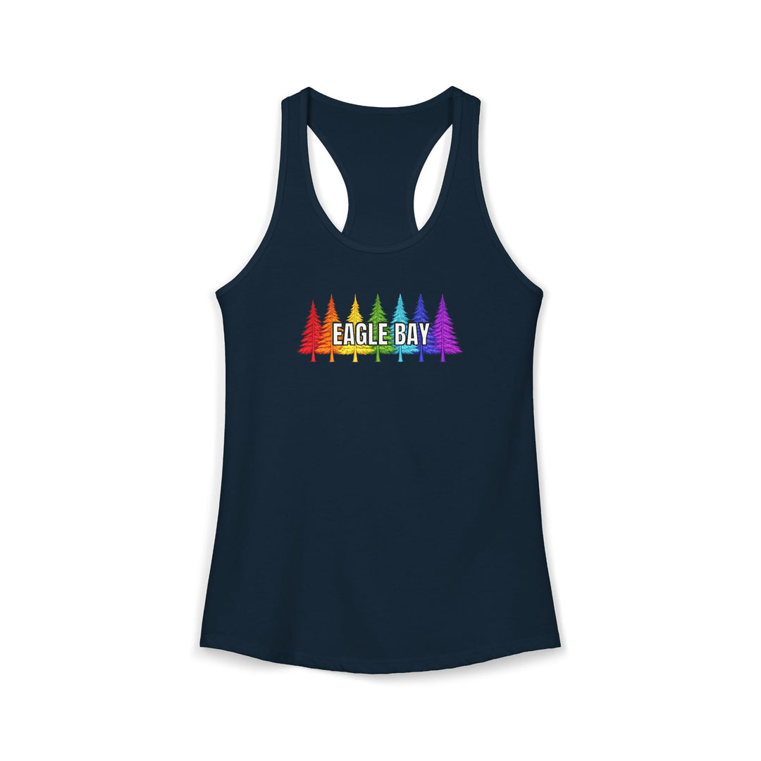 Eagle Bay Ladies Racerback - Rainbow Trees