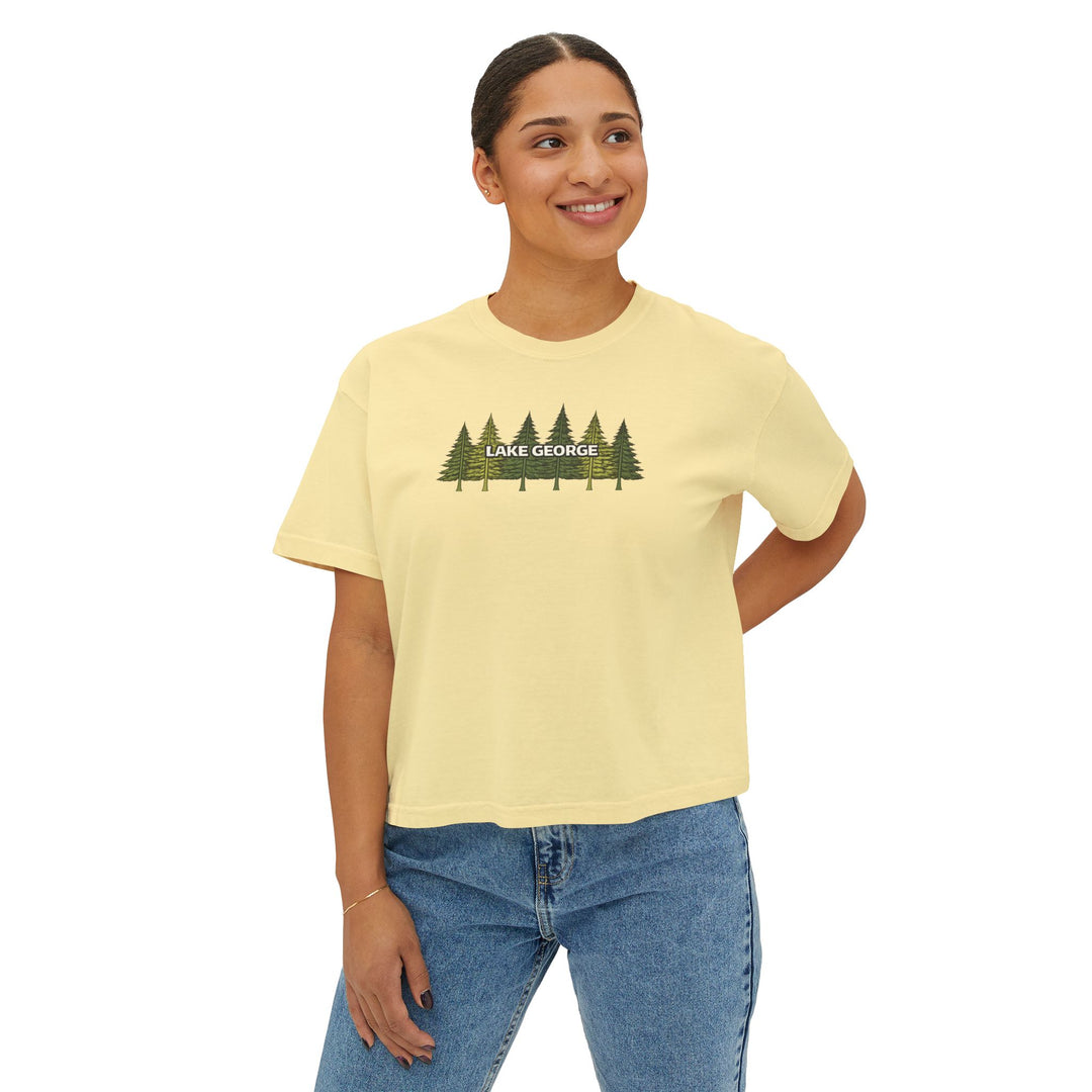 Lake George Green Trees Ladies Boxy Tee