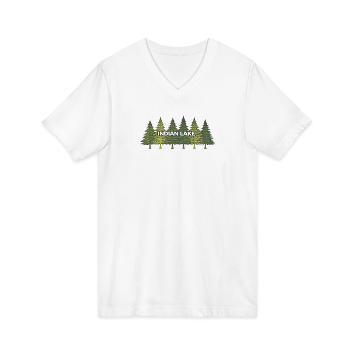 Indian Lake Unisex V-Neck T-Shirt - Pine Trees