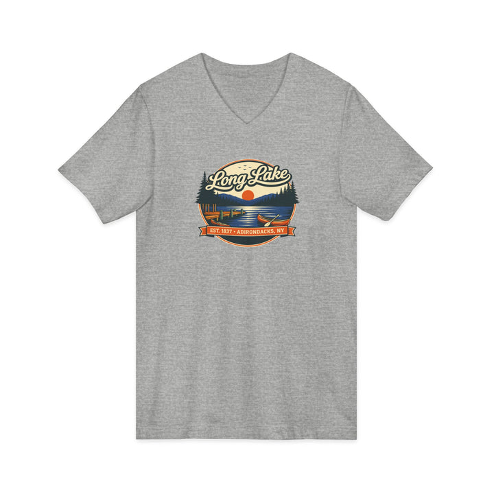 Long Lake Sunset Unisex V-Neck T-Shirt