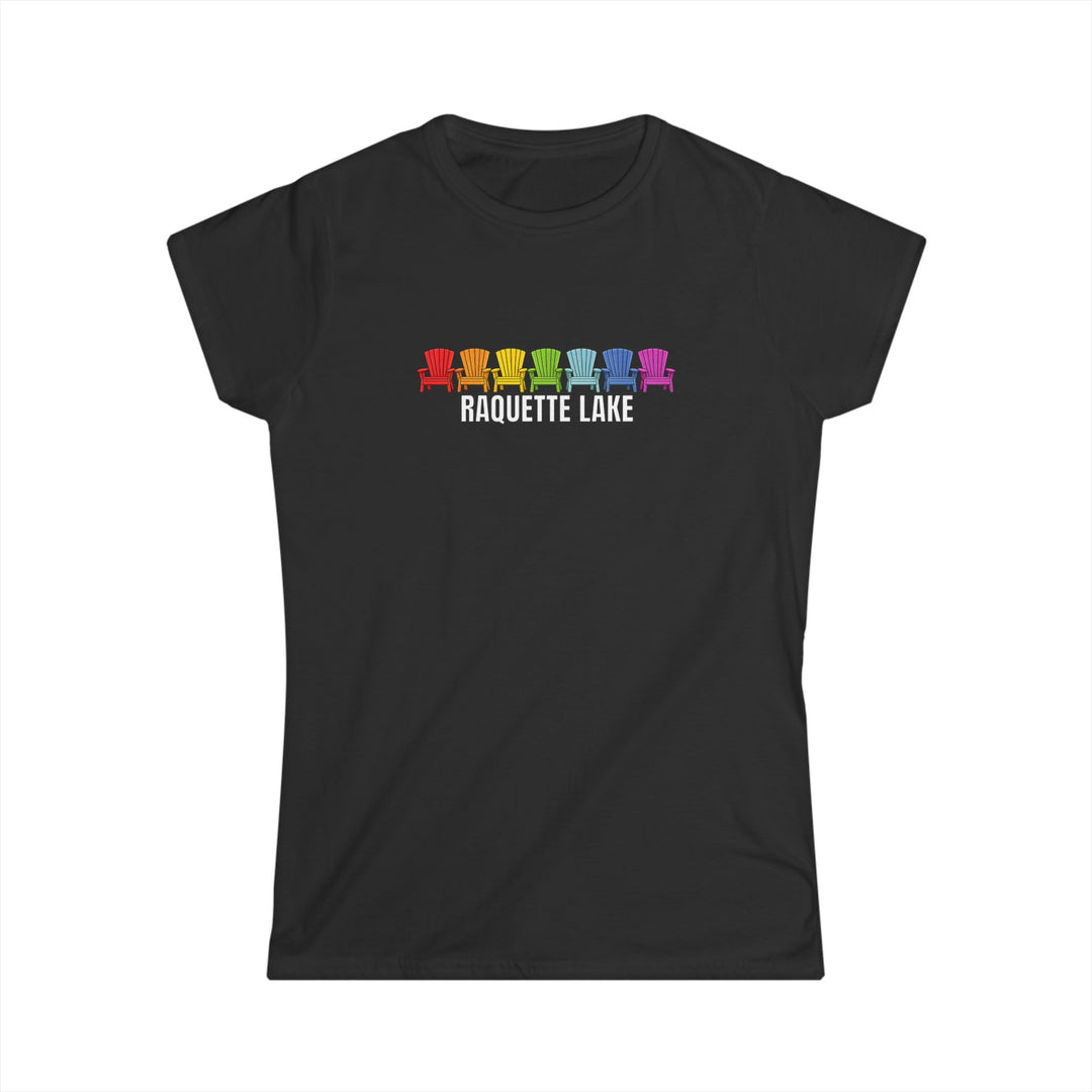 Raquette Lake Ladies Tee - Rainbow Chairs