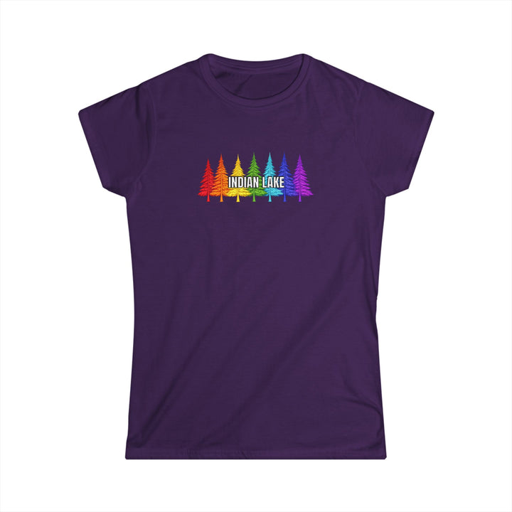 Indian Lake Ladies Tee - Rainbow Trees
