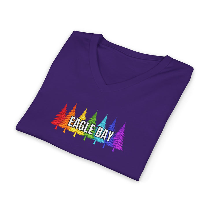 Eagle Bay Unisex V-Neck T-Shirt - Rainbow Trees