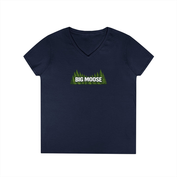 Big Moose Trees Ladies V-Neck T-Shirt