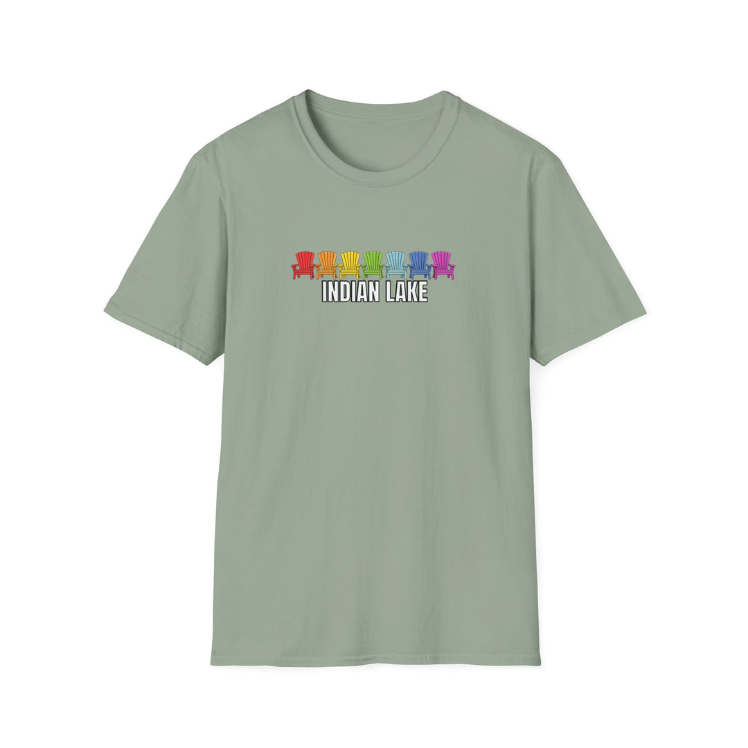 Indian Lake Unisex T-Shirt - Rainbow Chairs