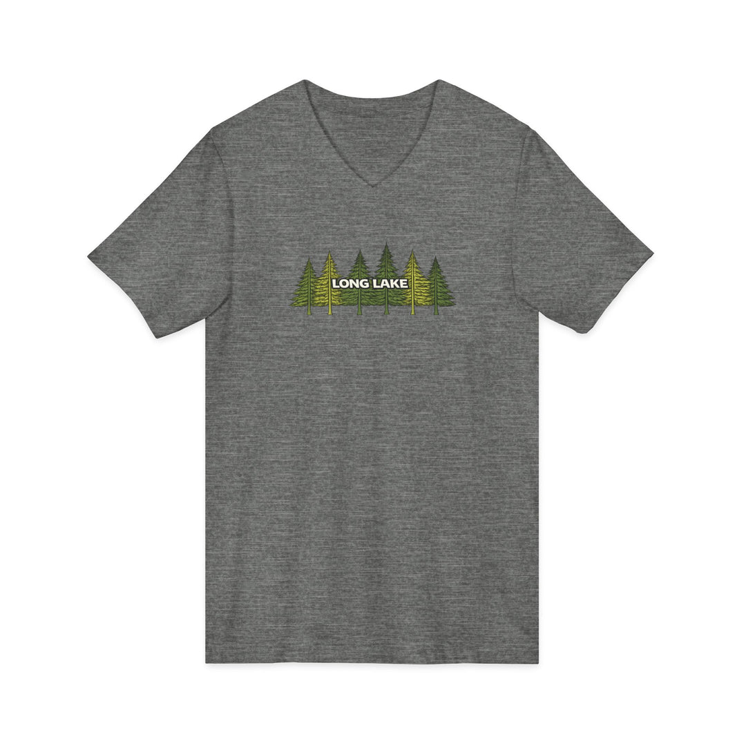 Long Lake Pine Trees Unisex V-Neck T-Shirt