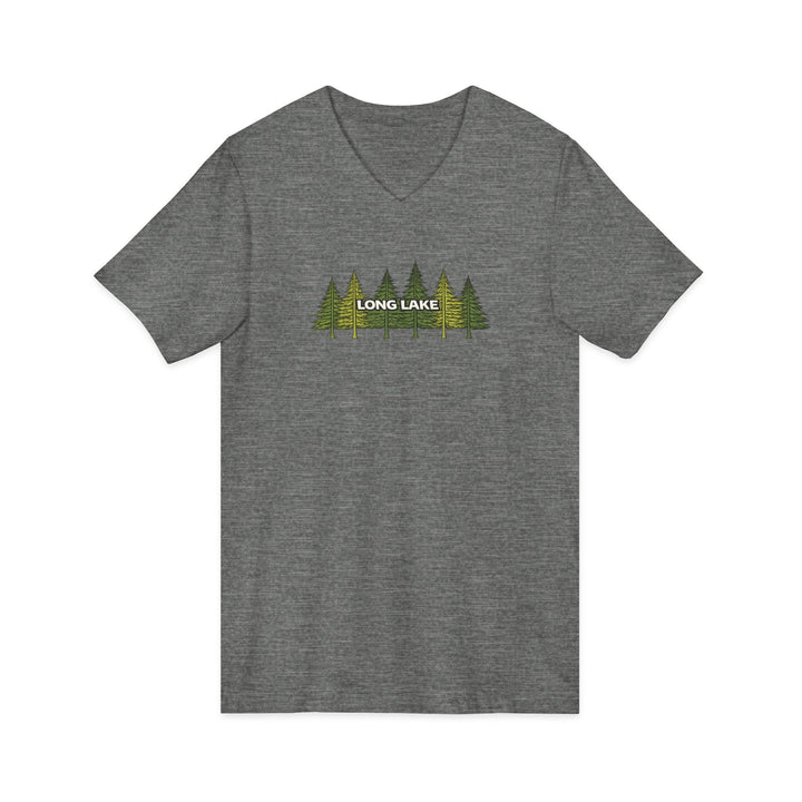 Long Lake Pine Trees Unisex V-Neck T-Shirt