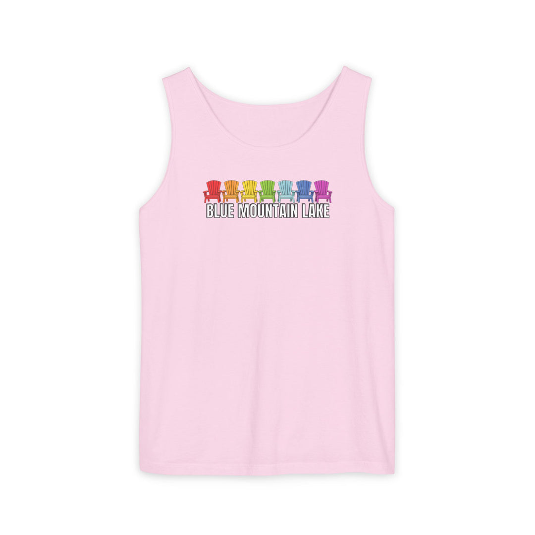 Blue Mountain Lake Rainbow Chairs Unisex Tank