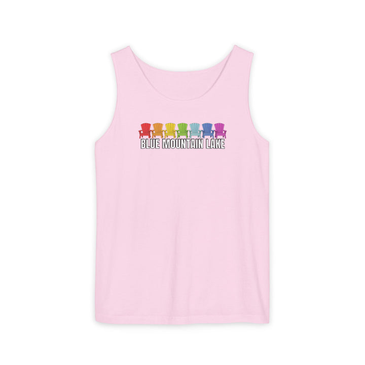 Blue Mountain Lake Rainbow Chairs Unisex Tank