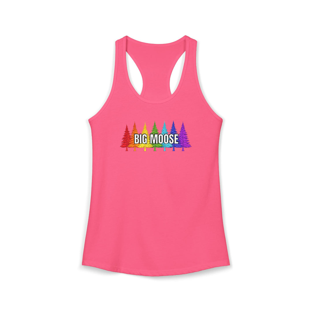 Big Moose Rainbow Trees Ladies Racerback