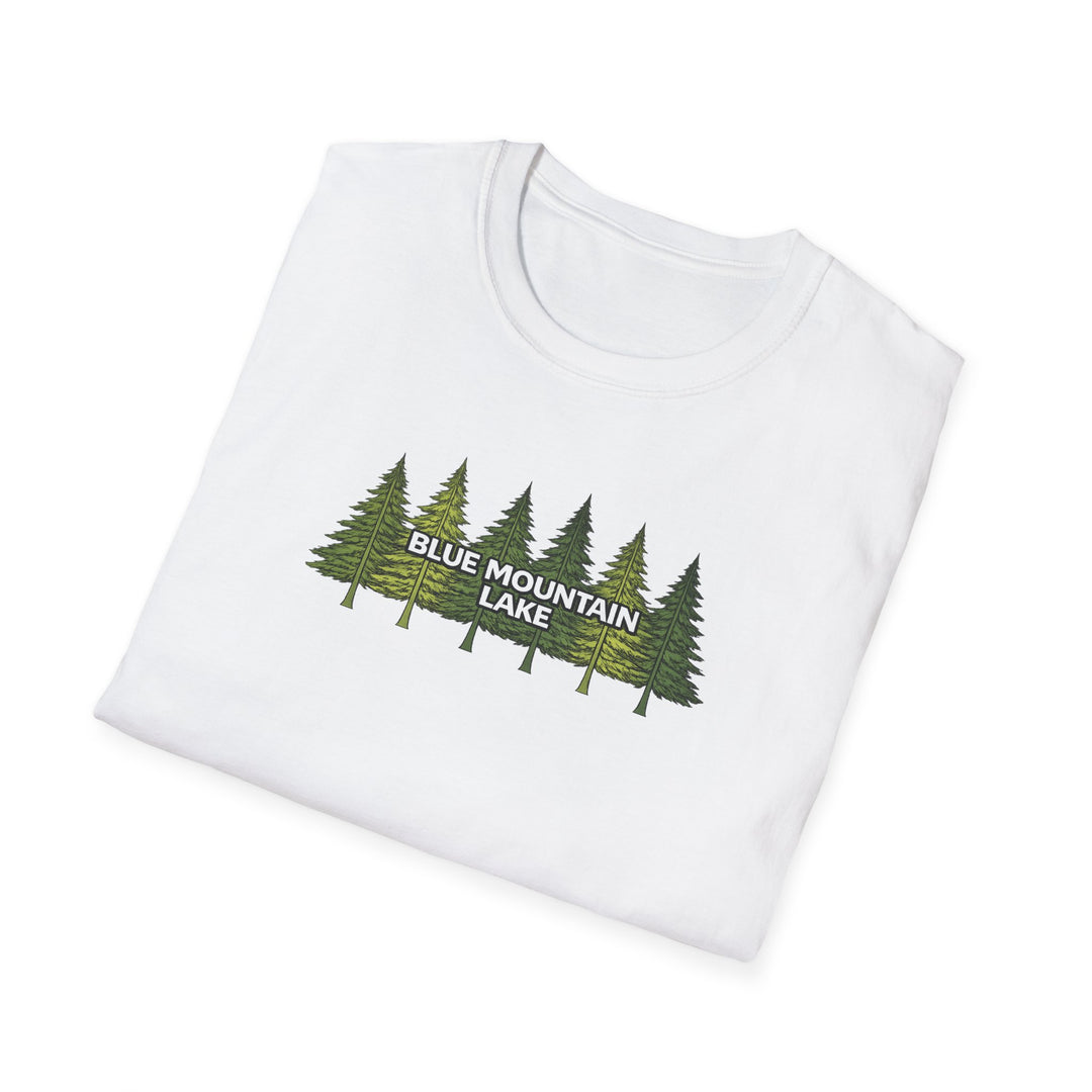 Blue Mountain Lake  Pine Trees Unisex T-Shirt